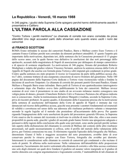 L'ultima Parola Alla Cassazione