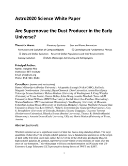 Are Supernovae the Dust Producer in the Early Universe?