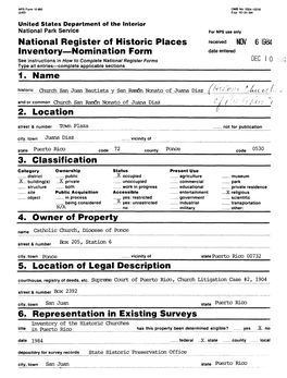 Nomination Form Date Entered See Instructions in How to Complete National Register Forms DEC I 0 Type All Entries Complete Applicable Sections______1