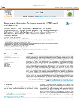 (Pfspz)-Based Malaria Vaccines