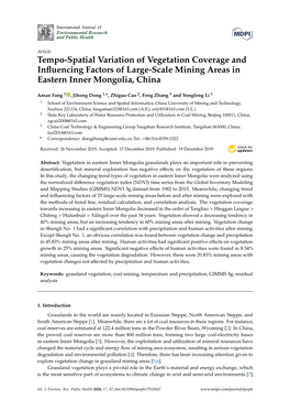 Tempo-Spatial Variation of Vegetation Coverage and Influencing Factors