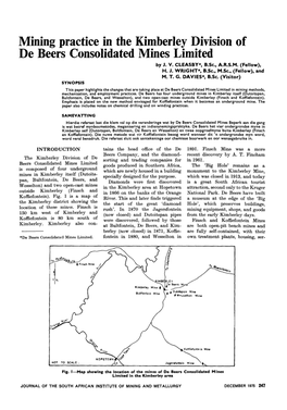 Mining Practice in the Kimberley Division of De Beers Consolidated Mines Limited by J