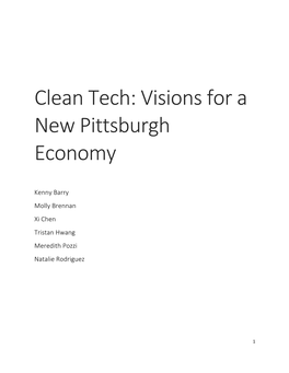 Clean Tech: Visions for a New Pittsburgh Economy