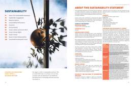 Sustainability Statement This Sustainability Statement Covers Activities That Are Significant Stakeholder Groups