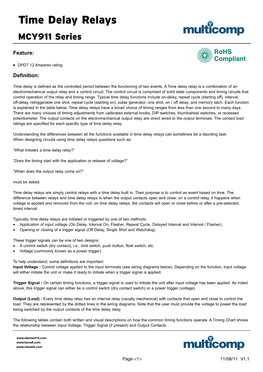 Time Delay Relays MCY911 Series