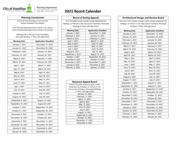 2021 Board Calendar