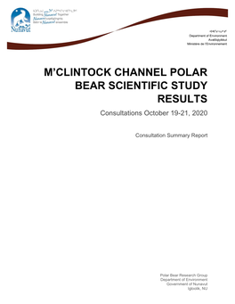 M'clintock Channel Polar Bear Scientific Study Results