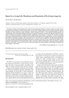 Quest for a Long Life: Paradoxes and Essentials of Evolving Longevity