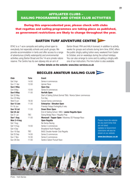 Sailing Programmes and Other Club Activities