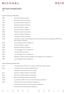 Peter Churcher Cv