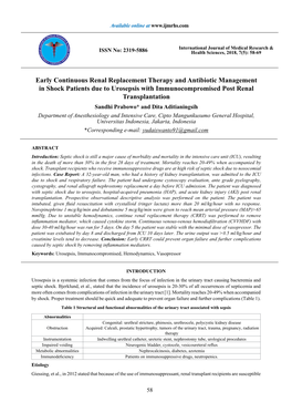 Early Continuous Renal Replacement Therapy and Antibiotic