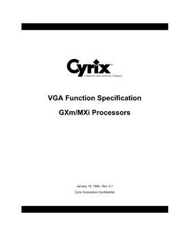 VGA Function Specification Gxm/Mxi Processors
