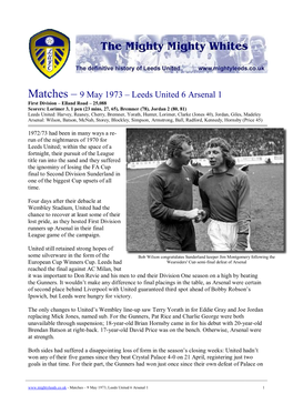 Matches – 9 May 1973 – Leeds United 6 Arsenal 1