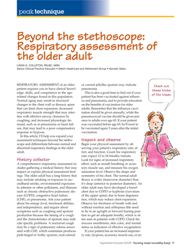 Beyond the Stethoscope: Respiratory Assessment of the Older Adult LINDA G
