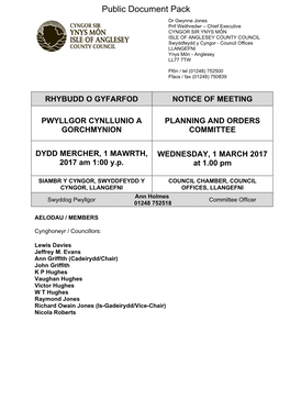 (Public Pack)Agenda Document for Planning and Orders Committee, 01