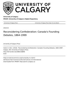 Reconsidering Confederation: Canada's Founding Debates, 1864-1999