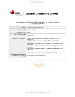 Centrifuge Modelling of Uplift Response of Suction Caisson Groups in Soft Clay