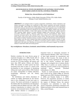 An Ecological Study on Rodents of Natural Vegetation and Farm Lands in Siltie, Central Ethiopia