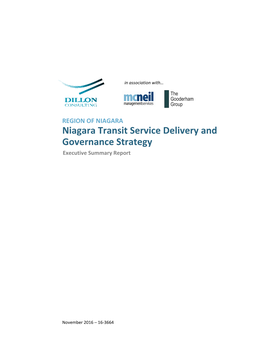 Niagara Transit Service Delivery and Governance Strategy Executive Summary Report