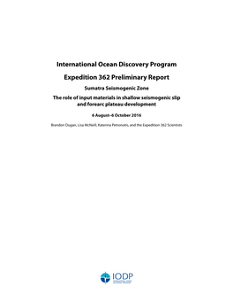 International Ocean Discovery Program Expedition 362