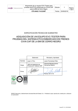 Especificación Técnica De Suministro