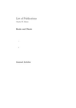 List of Publications Charles W