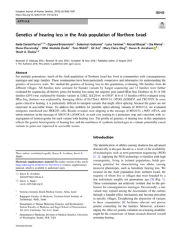 Genetics of Hearing Loss in the Arab Population of Northern Israel