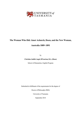 Janet Achurch, Ibsen, and the New Woman, Australia