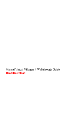 Manual Virtual Villagers 4 Walkthrough Guide
