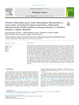 Potential of Macrocheles Species (Acari Mesostigmata