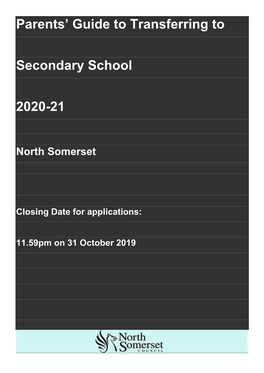 Parents Guide to Transfering to Secondary School 2020-21
