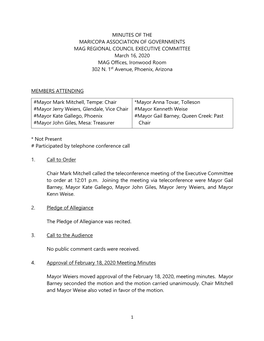 Regional Council Executive Committee 3/16/2020 Meeting Minutes