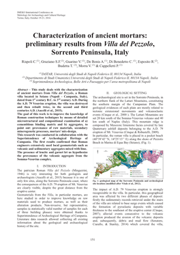 Characterization of Ancient Mortars: Preliminary Results from Villa Del Pezzolo , Sorrento Peninsula, Italy