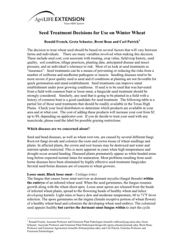 Seed Treatment Decisions for Use on Winter Wheat