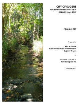 Macroinvertebrate Study Oregon, Fall 2017 Final Report