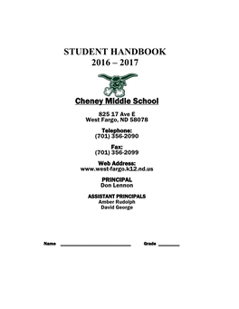 Student Handbook 2016 – 2017