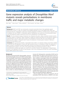 Gene Expression Analysis of Drosophilaa Manf Mutants Reveals