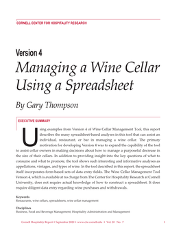 Managing a Wine Cellar Using a Spreadsheet by Gary Thompson