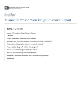 Misuse of Prescription Drugs Research Report