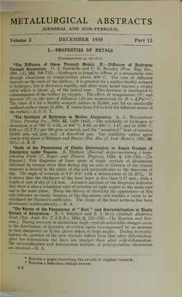 Metallurgical Abstracts (General and Non-Ferrous)