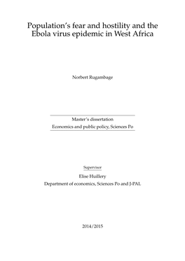 Population's Fear and Hostility and the Ebola Virus Epidemic in West Africa