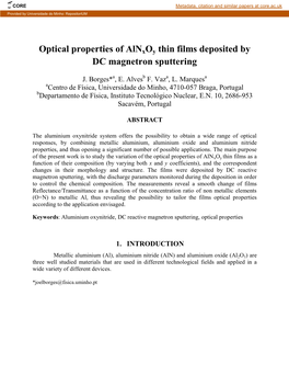 Optical Properties of Alnxoy Thin Films Deposited by DC Magnetron Sputtering