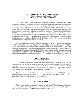 Vii. Circulation of Weeklies and Other Periodicals