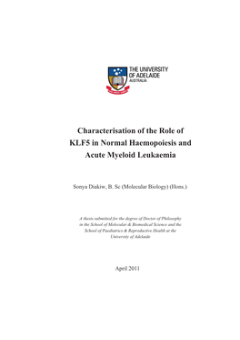 Characterisation of the Role of KLF5 in Normal Haemopoiesis and Acute Myeloid Leukaemia