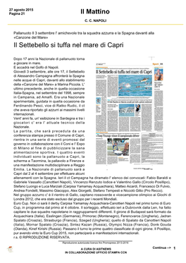 Il Settebello Si Tuffa Nel Mare Di Capri Il Mattino