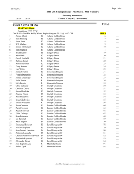 2013 CIS Championship - 51St Men's / 34Th Women's Saturday November 9 11/9/13 - 11/9/13 Thames Valley GC - London ON