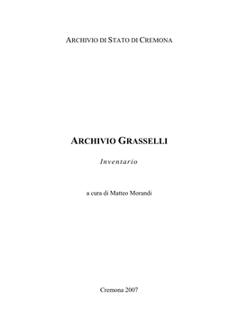 ARCHIVIO GRASSELLI Inventario