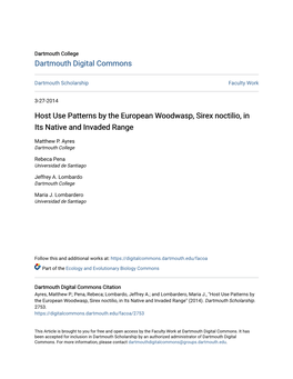 Host Use Patterns by the European Woodwasp, Sirex Noctilio, in Its Native and Invaded Range