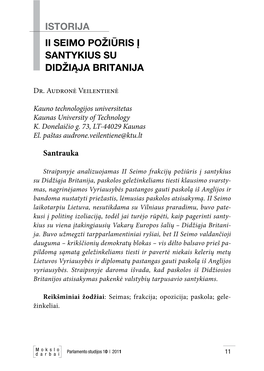 Istorija II Seimo Požiūris Į Santykius Su Didžiąja Britanija