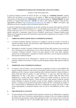 Condizioni Generali Di Utilizzo Del Sito E Di